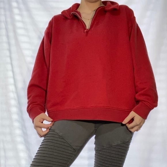 GAP Vintage 1980s Women’s Red Halfway Zip Collared Pullover in Size Large - Picture 5 of 16